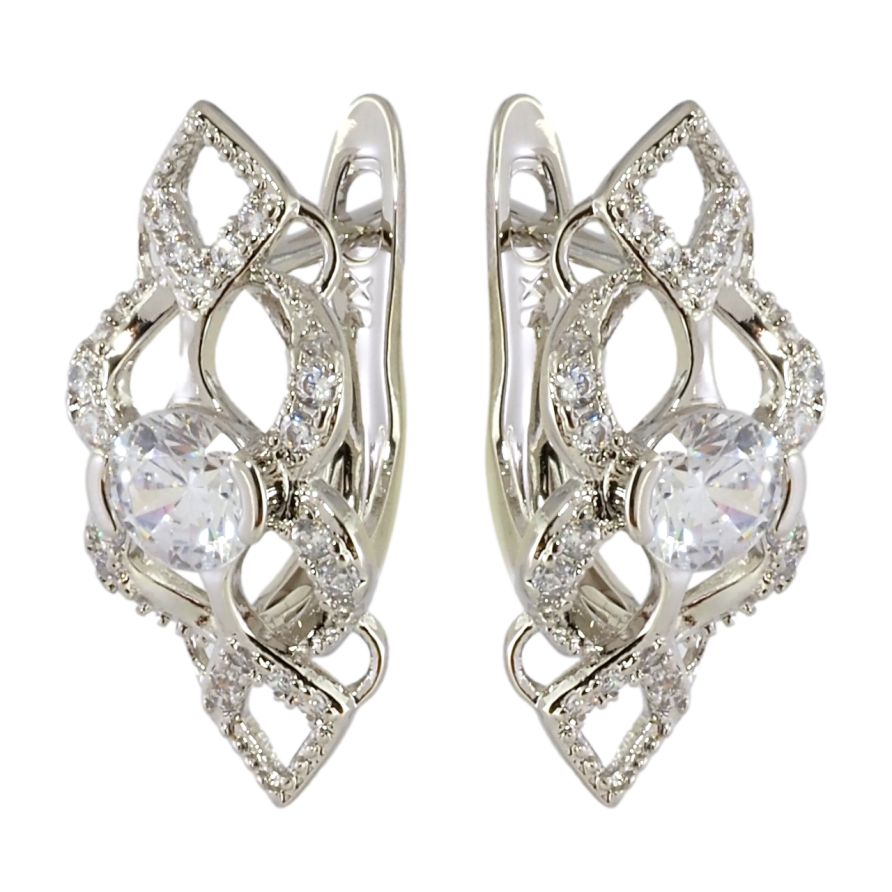 Серьги Xuping Родий английский замок Декоративный узор с цирконием фото №1