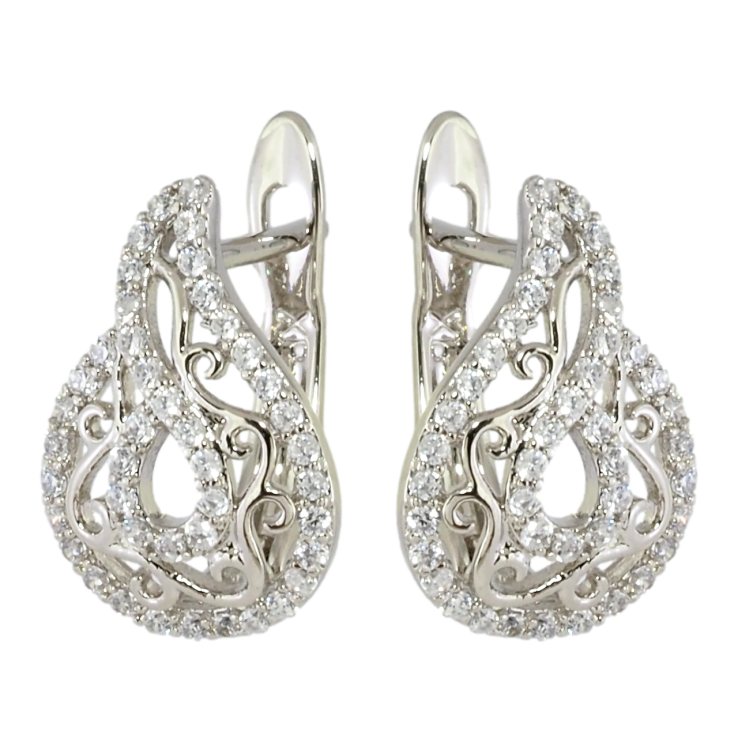Серьги Xuping Родий английский замок Ажурный узор с инкрустацией цирконием фото №12