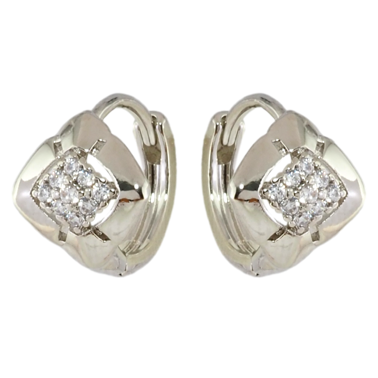 Сережки Xuping Родій колечка Ромби з цирконієм фото №12