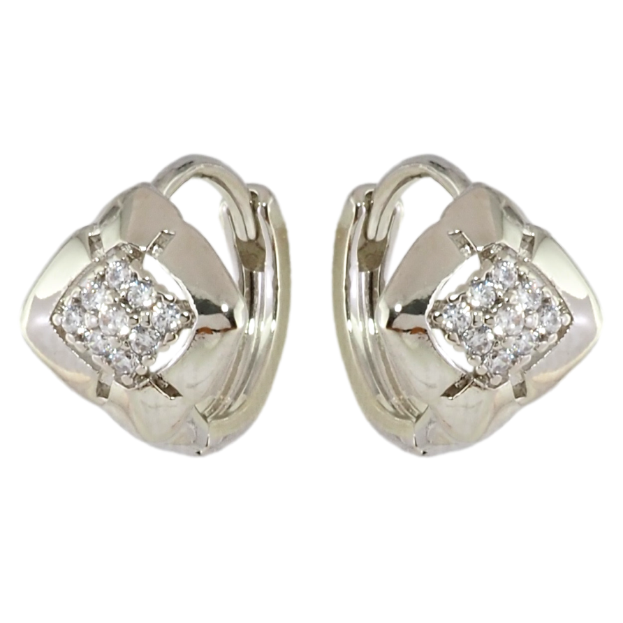 Сережки Xuping Родій колечка Ромби з цирконієм фото №1