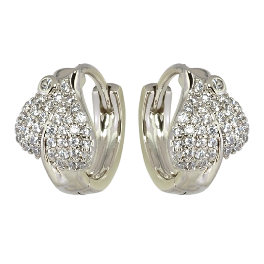 Сережки Xuping Родій колечка Листочки з інкрустацією цирконієм фото №1