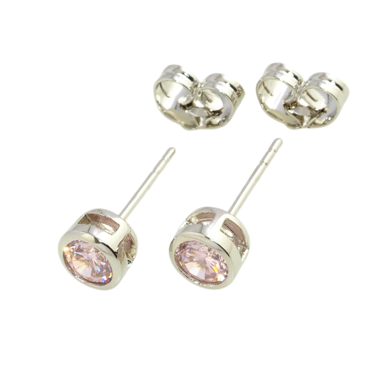 Серьги Xuping Родий пусеты Розовые фианиты в ободковой оправе ø 6мм фото №2 Серьги Xuping Родий пусеты Розовые фианиты в ободковой оправе ø 6мм фото №2