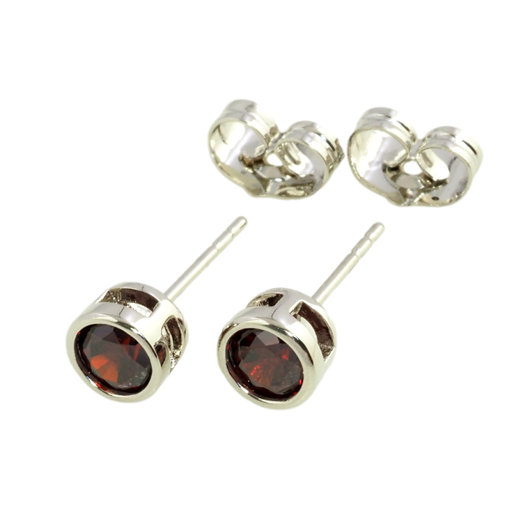 Серьги Xuping Родий пусеты Красные фианиты в ободковой оправе ø 6мм фото №22