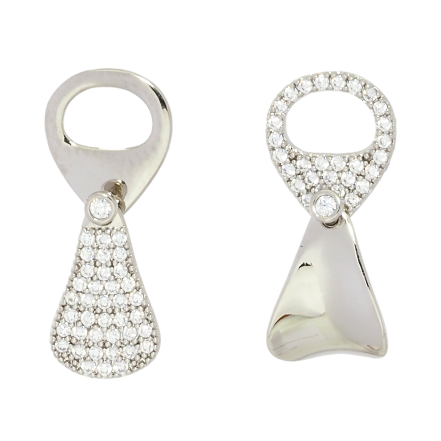 Сережки Xuping Родій пусети Асиметричні підвіски з цирконієм фото №1