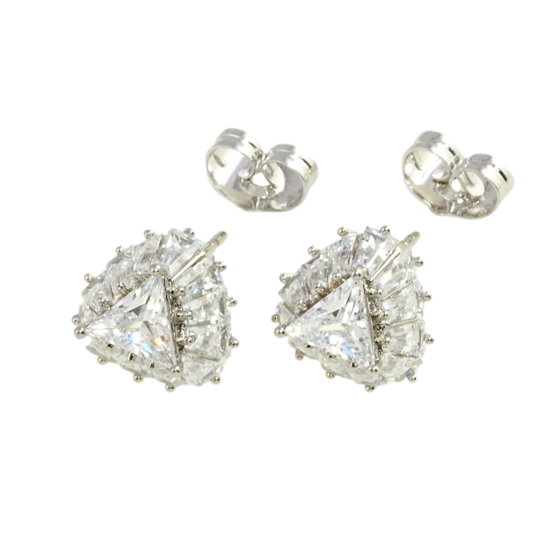 Сережки Xuping Родій пусети Об'ємні трикутники із кристалів фото №1