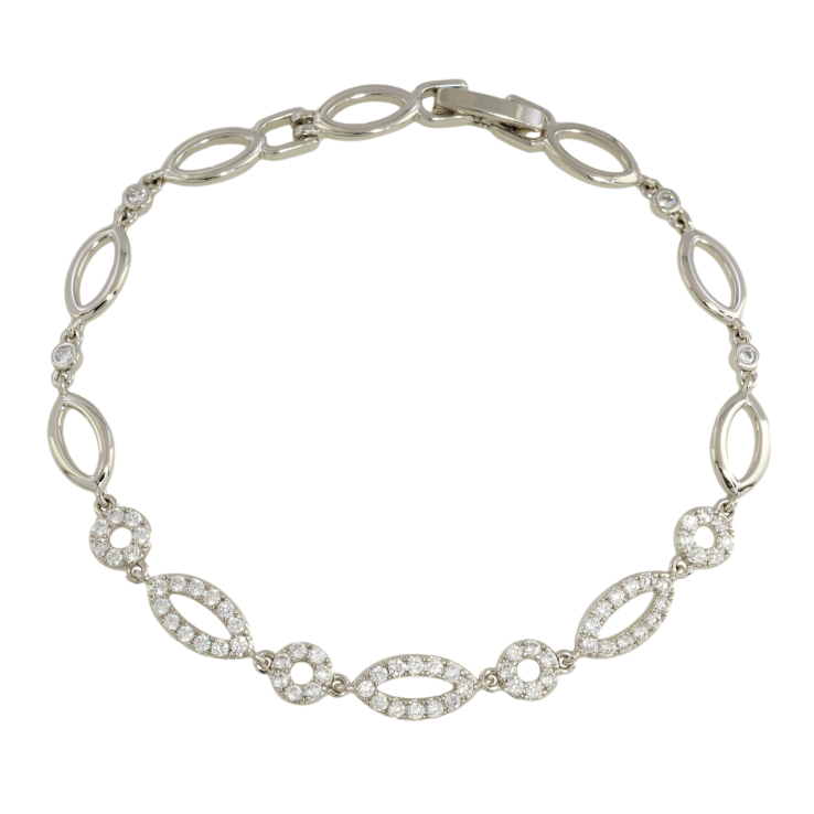 Браслет Xuping Родий Овальные звенья с цирконием размер 18.5см х 5-6мм фото №17