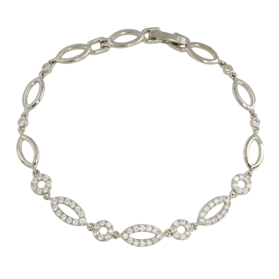 Браслет Xuping Родий Овальные звенья с цирконием размер 18.5см х 5-6мм фото №1