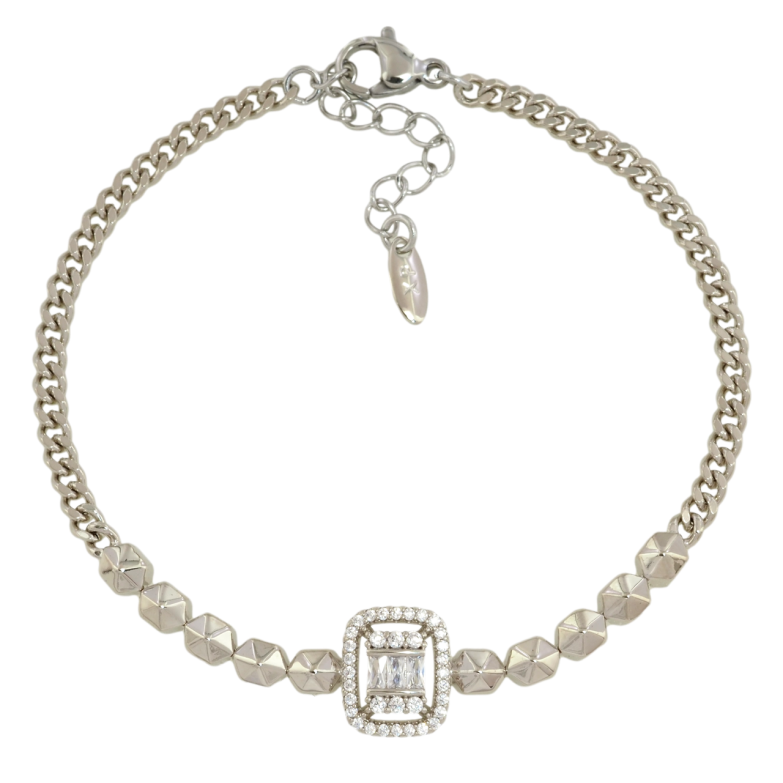 Браслет Xuping Родий Цепочка с декоративной вставкой размер с доп. цепочкой 17.5-21см х 3мм фото №1 Браслет Xuping Родий Цепочка с декоративной вставкой размер с доп. цепочкой 17.5-21см х 3мм фото №1