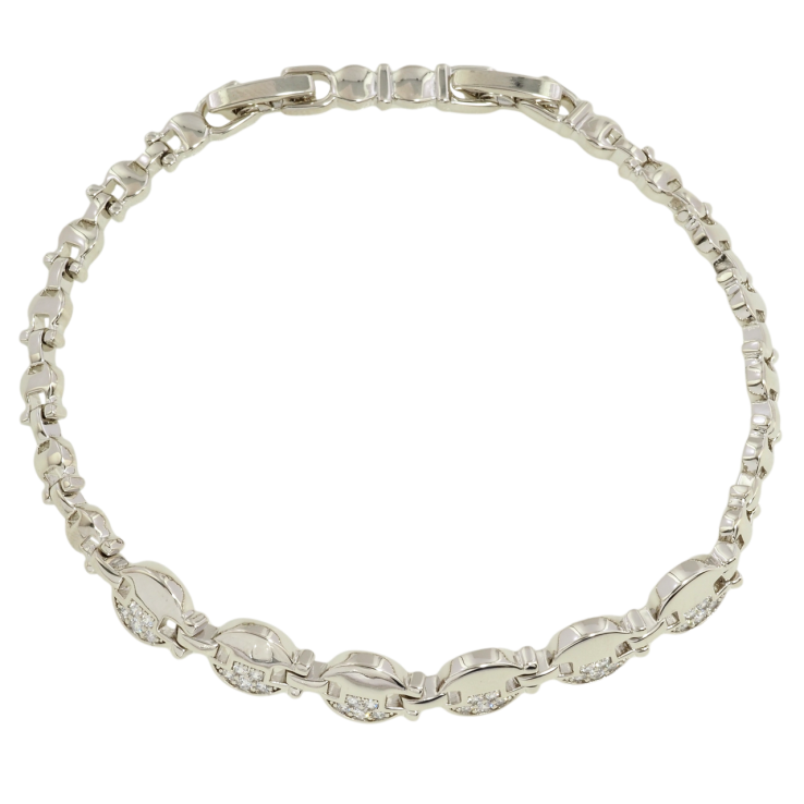 Браслет Xuping Родий Декоративные звенья с цирконием размер с доп. замком 17.5,20см х 4-7мм фото №2