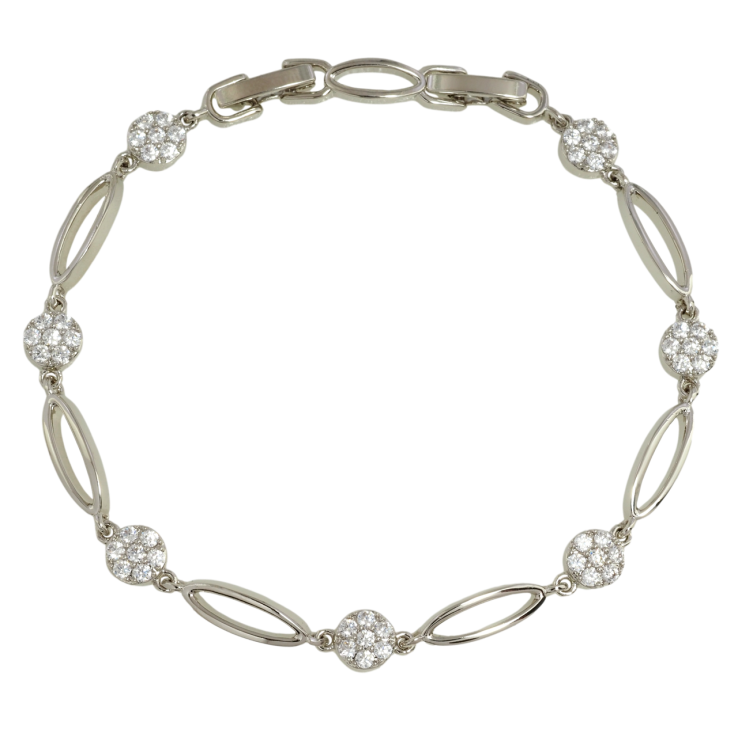 Браслет Xuping Родий Овальные звенья с колечками циркония размер с доп. замком 17,19.5см х 4-6мм фото №19