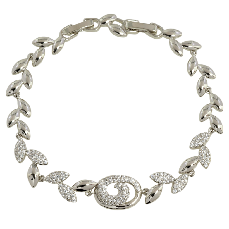 Браслет Xuping Родий Веточка с инкрустацией цирконием размер с доп. замком 17,19см х 8мм фото №6