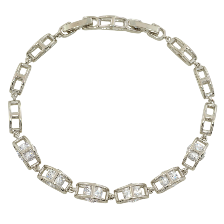 Браслет Xuping Родий Прямоугольные звенья с фианитами размер с доп. замком 17,19см х 4мм фото №1 Браслет Xuping Родий Прямоугольные звенья с фианитами размер с доп. замком 17,19см х 4мм фото №1