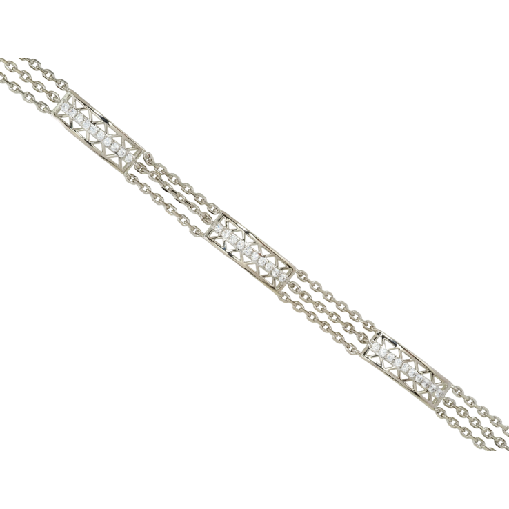 Браслет Xuping Родий Тройная цепочка с вставками размер с доп. замком 17,19.5см х 7мм фото №9