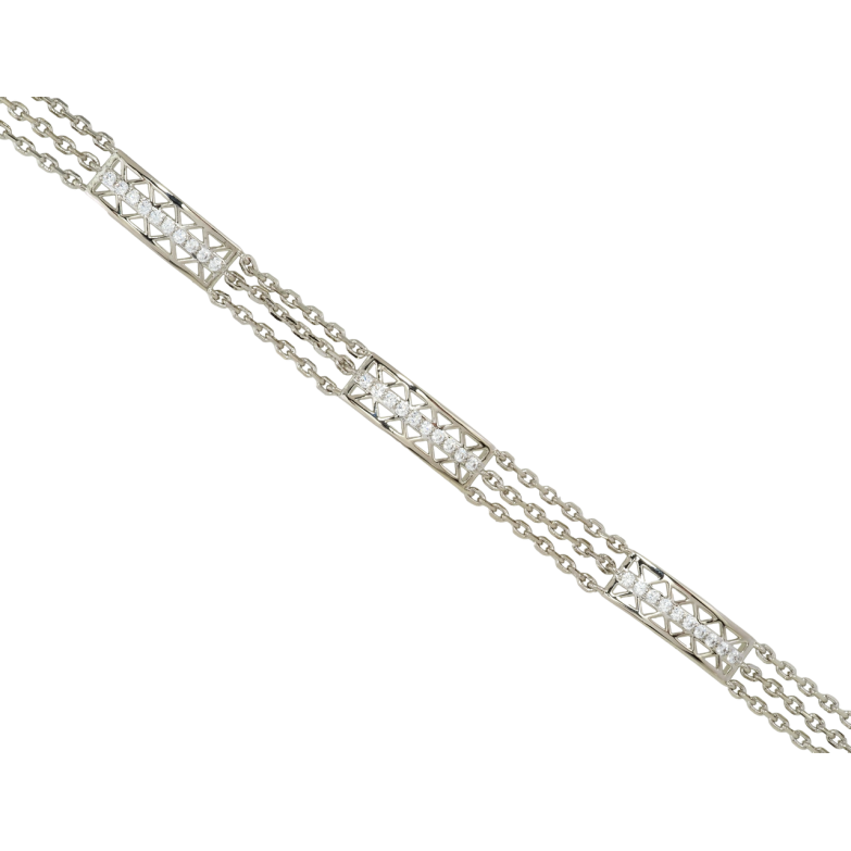 Браслет Xuping Родий Тройная цепочка с вставками размер с доп. замком 17,19.5см х 7мм фото №1