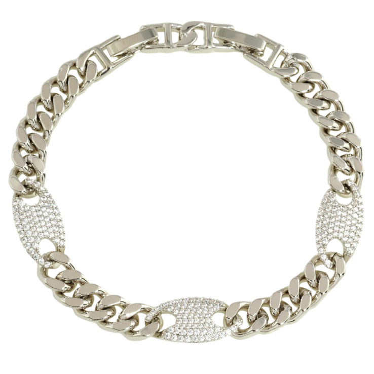 Браслет Xuping Родий Цепочка с вставками инкрустация цирконием размер с доп. замком 17.5,19.5см х 7мм фото №22 Браслет Xuping Родий Цепочка с вставками инкрустация цирконием размер с доп. замком 17.5,19.5см х 7мм фото №22