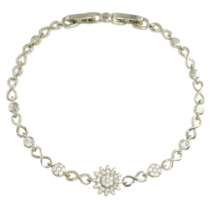 Браслет Xuping Родий Вставка цветочек с цирконием размер с доп. замком 17.5,19.5см х 4мм фото №15 Браслет Xuping Родий Вставка цветочек с цирконием размер с доп. замком 17.5,19.5см х 4мм фото №15