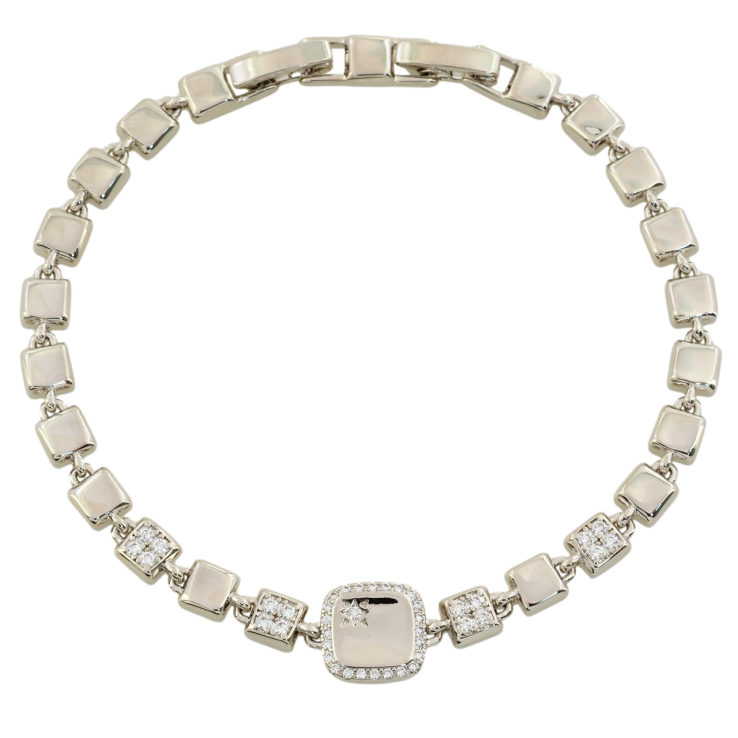 Браслет Xuping Родий Квадратные звенья с инкрустацией цирконием размер с доп. замком 17.5,19.5см х 5мм фото №20 Браслет Xuping Родий Квадратные звенья с инкрустацией цирконием размер с доп. замком 17.5,19.5см х 5мм фото №20