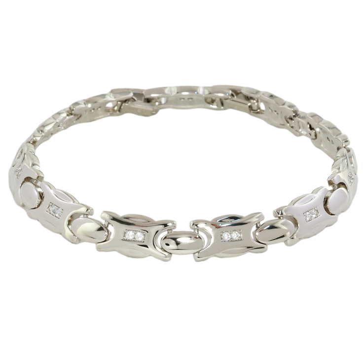 Браслет Xuping Родий Фигурные звенья с цирконием размер с доп. замком 17,19.5см х 4-7мм фото №3