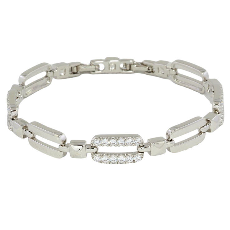 Браслет Xuping Родий Звенья с цирконием размер с доп. замком 17,19см х 4-8мм фото №21