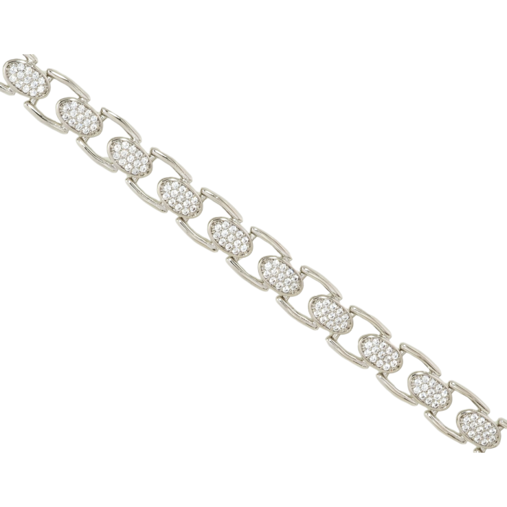 Браслет Xuping Родий Фигурные звенья с цирконием размер с доп. замком 17,19см х 7мм фото №2