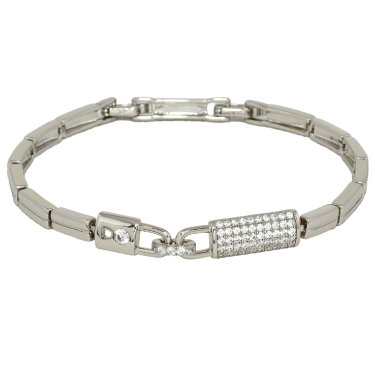 Браслет Xuping Родий Узор замочки с цирконием размер с доп. замком 17.5,19.5см х 4мм фото №8