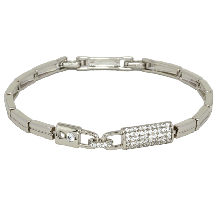 Браслет Xuping Родій Візерунок замочки з цирконієм довжина з дод. замком 17.5,19.5см х 4мм фото №1