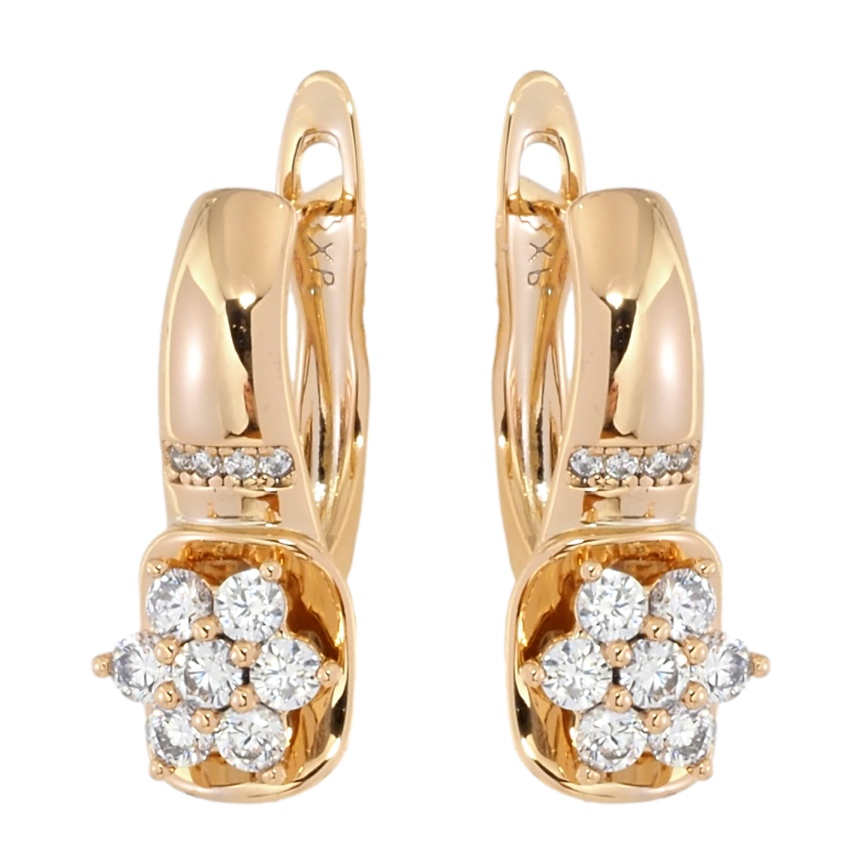 Серьги Xuping Позолота 18K английский замок Цветочек из циркония фото №1