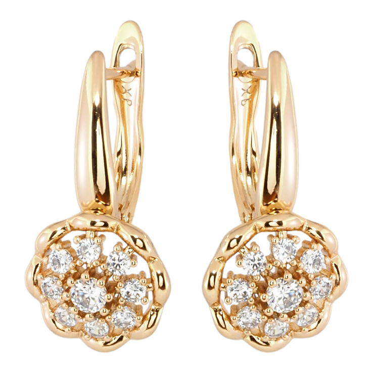 Серьги Xuping Позолота 18K английский замок Цветочки с цирконием фото №17