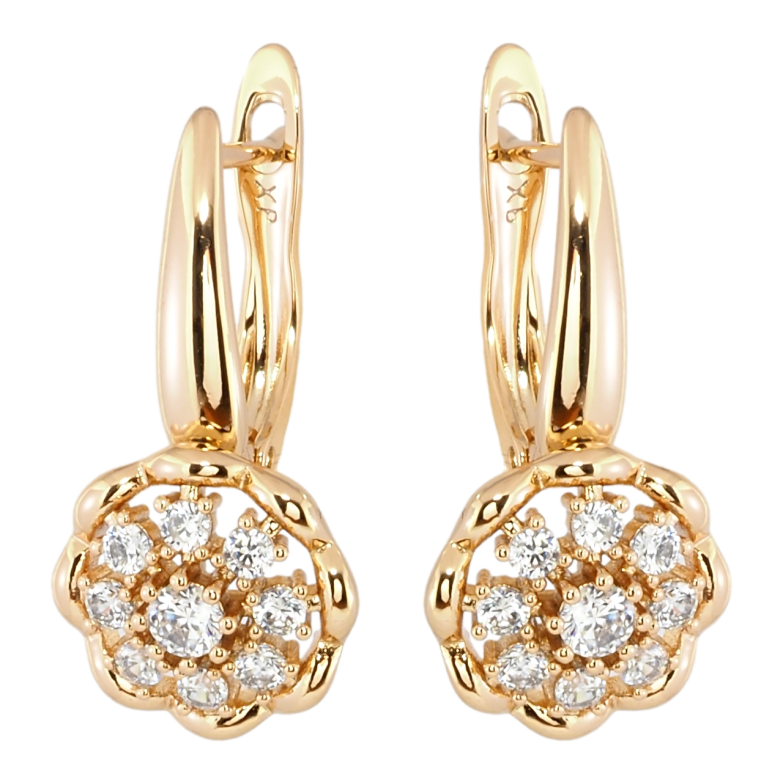 Серьги Xuping Позолота 18K английский замок Цветочки с цирконием фото №1