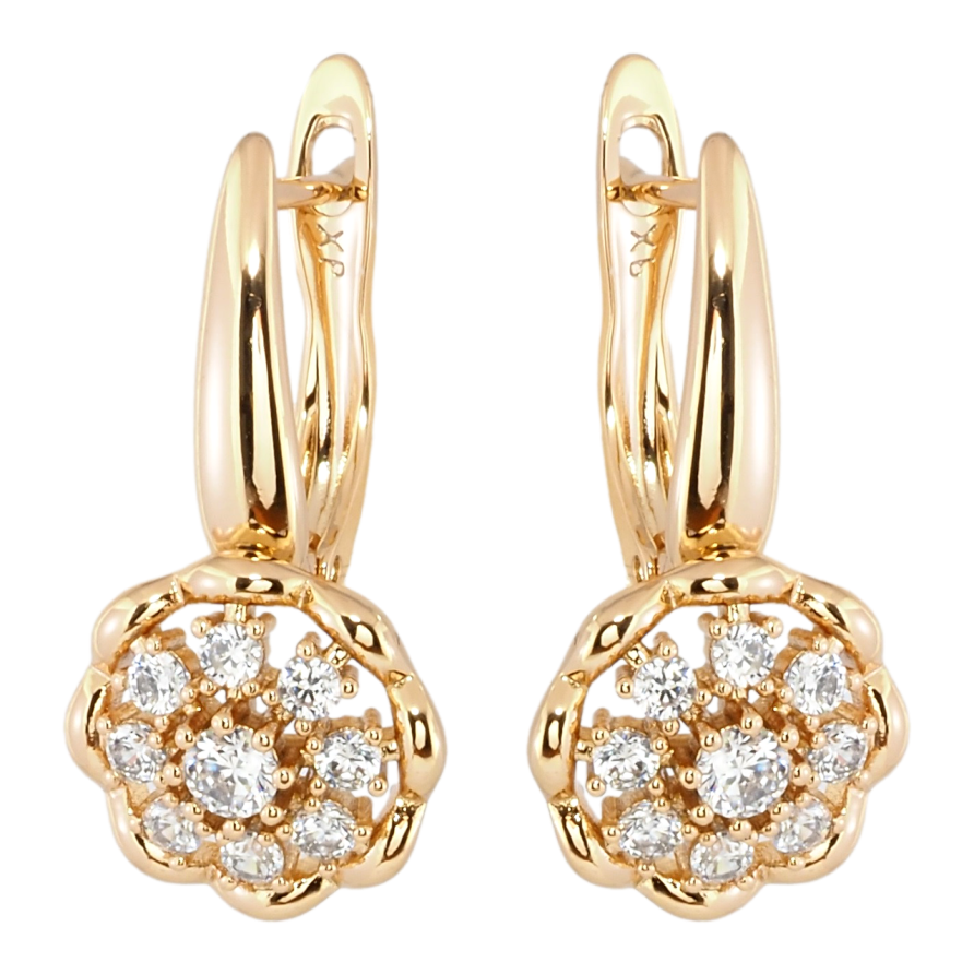 Серьги Xuping Позолота 18K английский замок Цветочки с цирконием фото №1