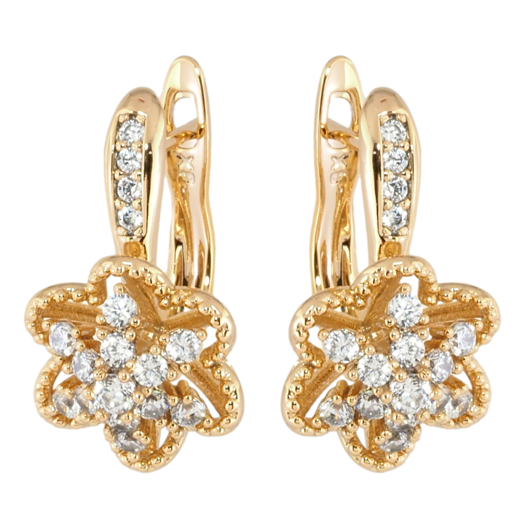 Серьги Xuping Позолота 18K английский замок Цветочки с цирконием фото №22
