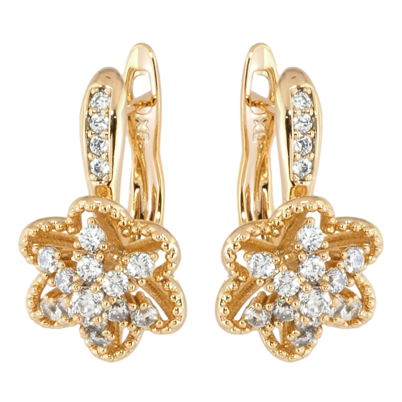 Сережки Xuping Позолота 18K англійський замок Квіточки з цирконієм фото №1