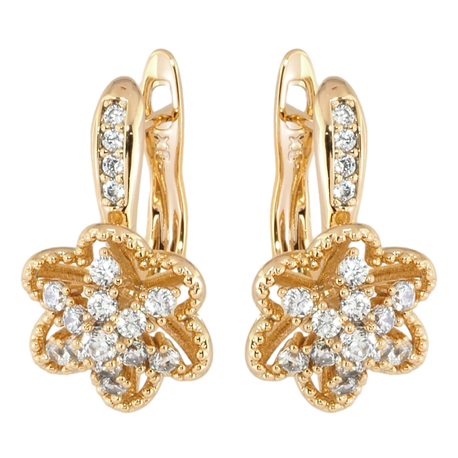 Серьги Xuping Позолота 18K английский замок Цветочки с цирконием фото №1