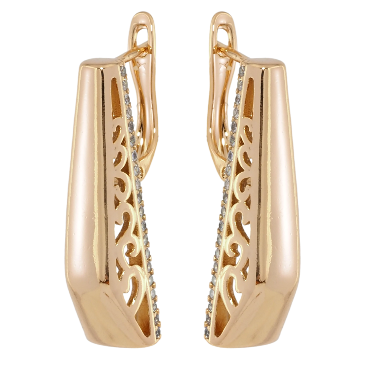 Сережки Xuping Позолота 18K англійський замок Фігурні з бічним ажурним візерунком фото №21