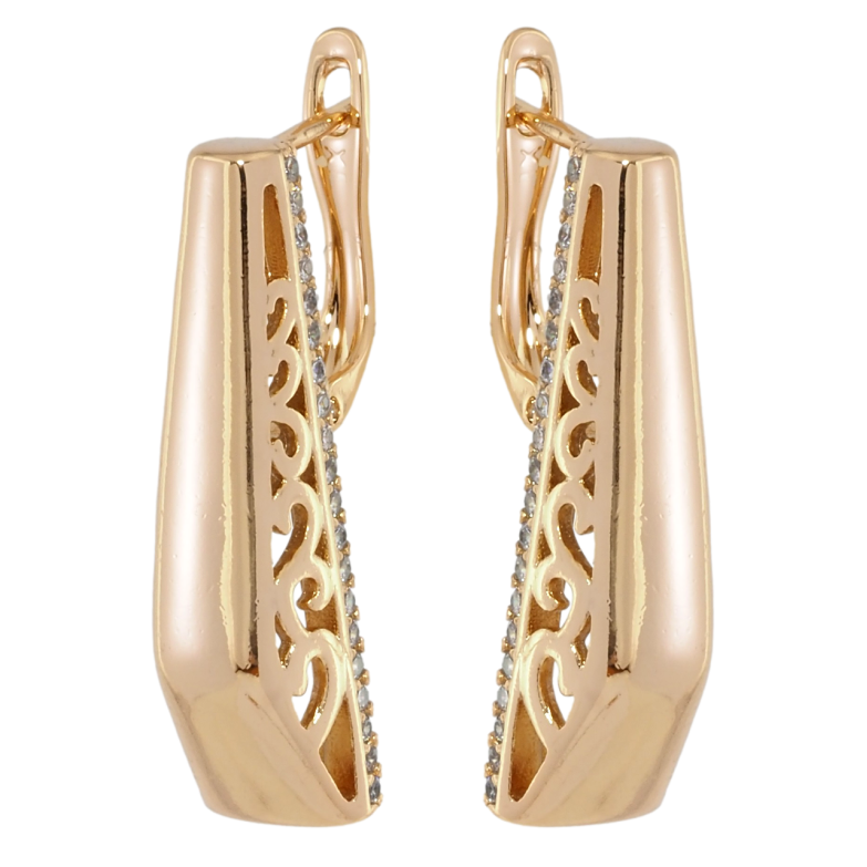 Серьги Xuping Позолота 18K английский замок Фигурные с боковым ажурным узором фото №1