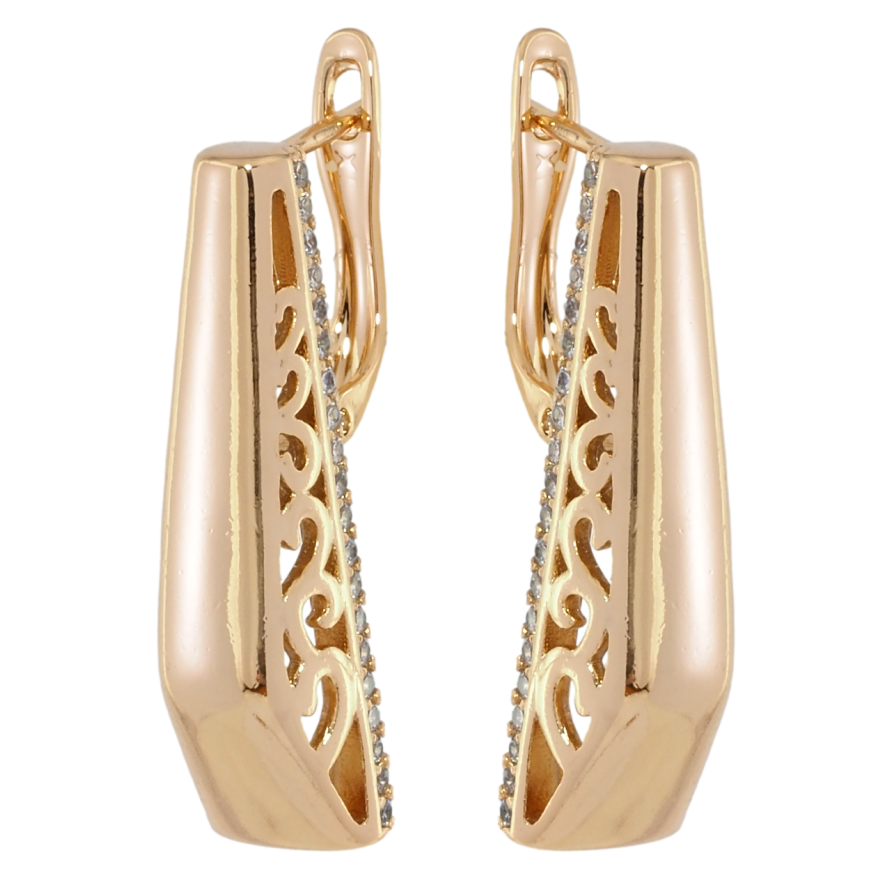 Сережки Xuping Позолота 18K англійський замок Фігурні з бічним ажурним візерунком фото №1