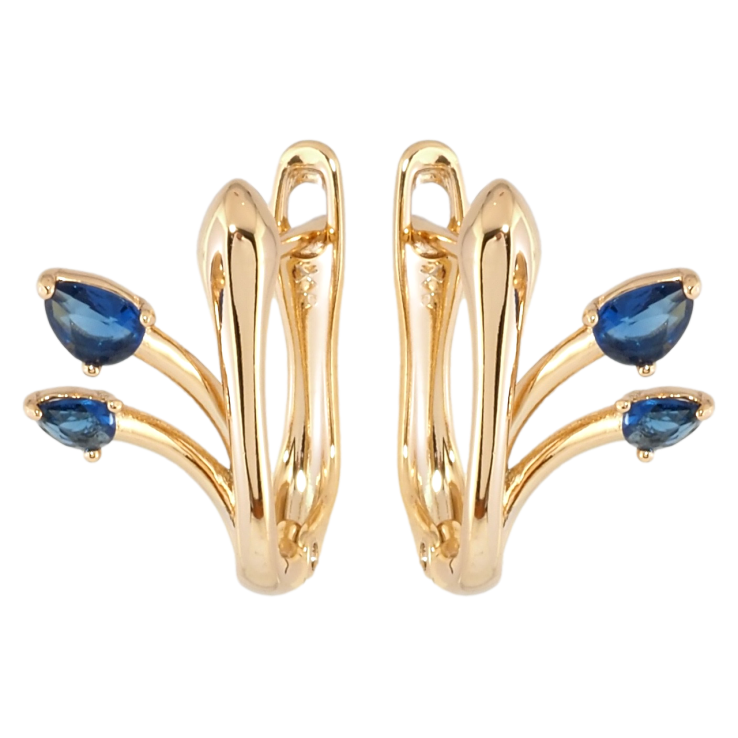 Сережки Xuping Позолота 18K англійський замок Феєрія з синіми фіанітами фото №16