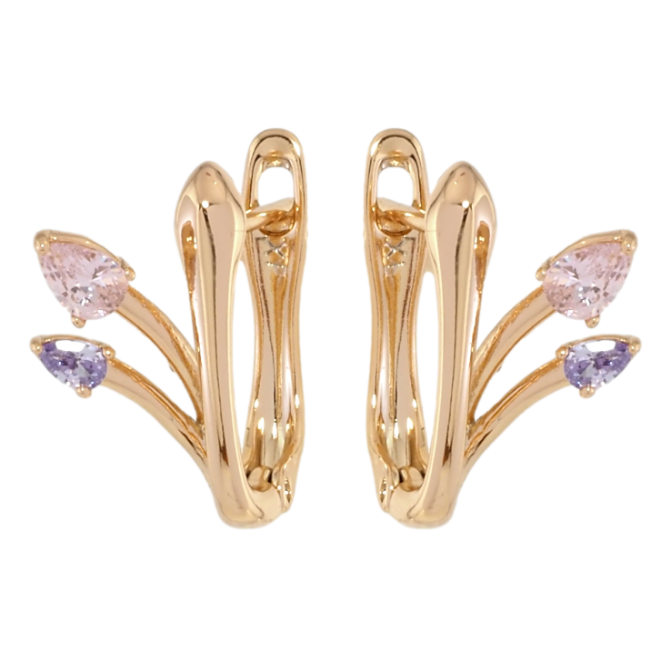 Сережки Xuping Позолота 18K англійський замок Феєрія з кольоровими фіанітами фото №18