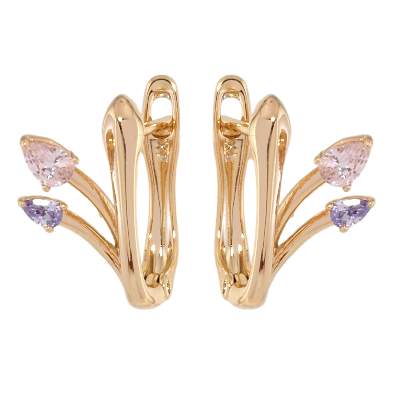 Серьги Xuping Позолота 18K английский замок Феерия с цветными фианитами фото №1