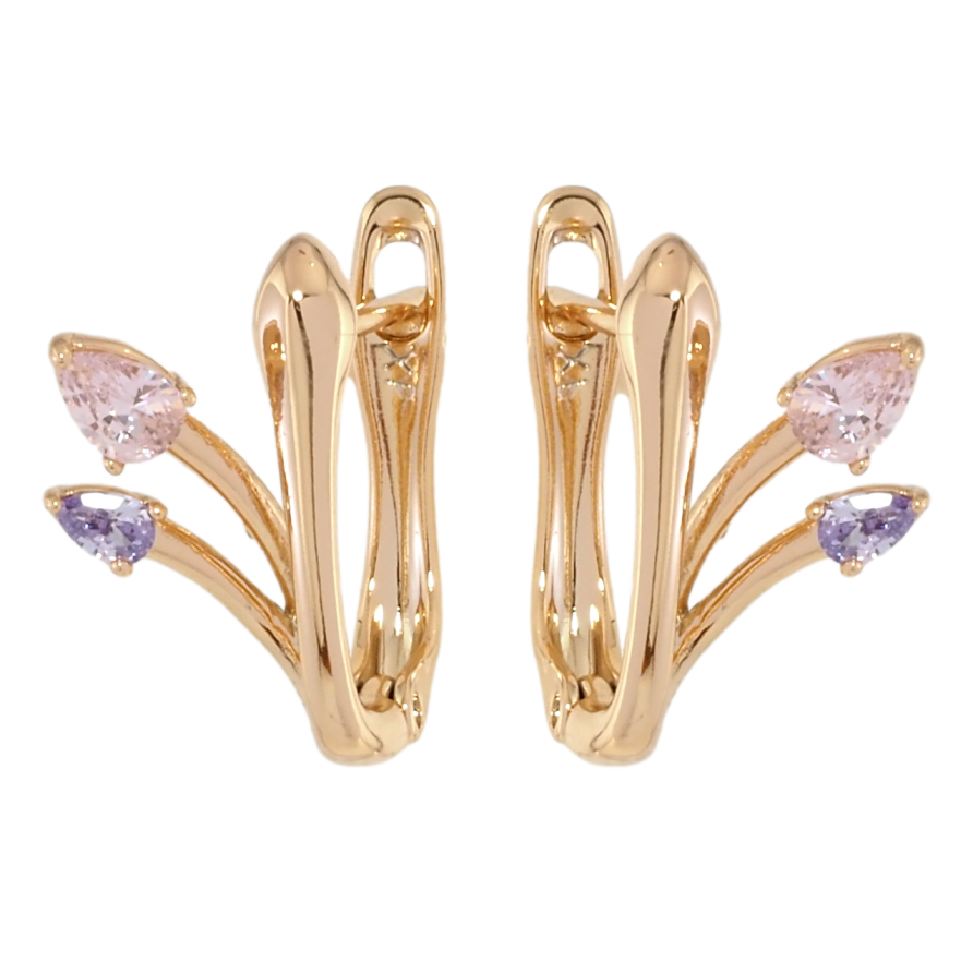 Серьги Xuping Позолота 18K английский замок Феерия с цветными фианитами фото №1