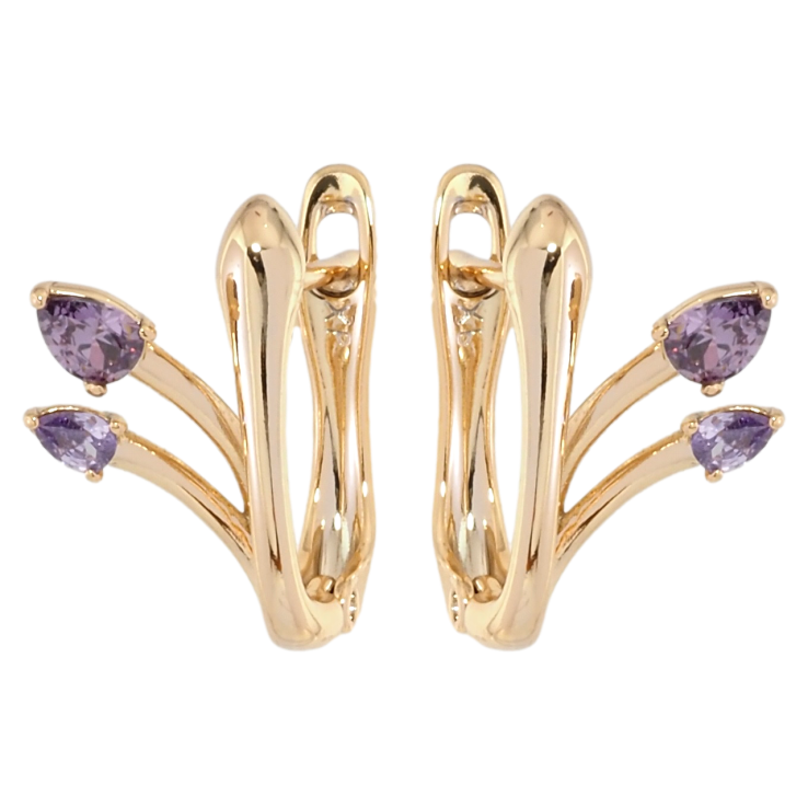 Сережки Xuping Позолота 18K англійський замок Феєрія з бузковими фіанітами фото №19