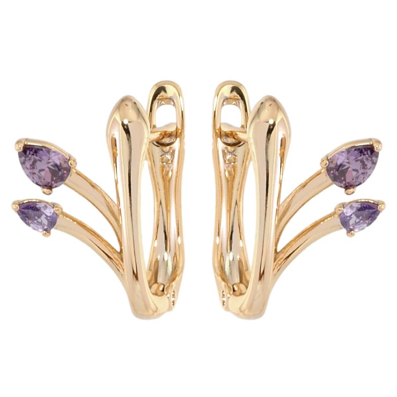 Серьги Xuping Позолота 18K английский замок Феерия с сиреневыми фианитами фото №1