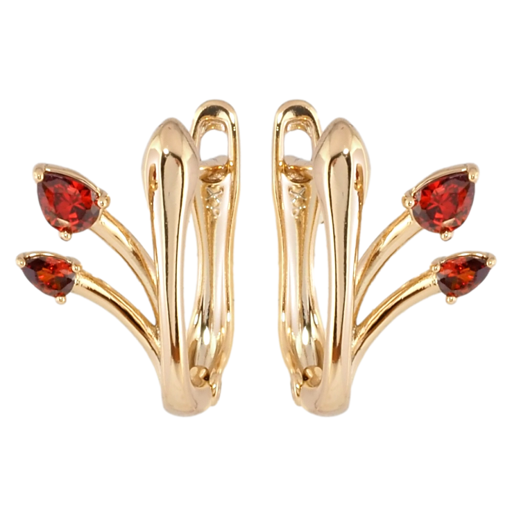 Сережки Xuping Позолота 18K англійський замок Феєрія з червоними фіанітами фото №14