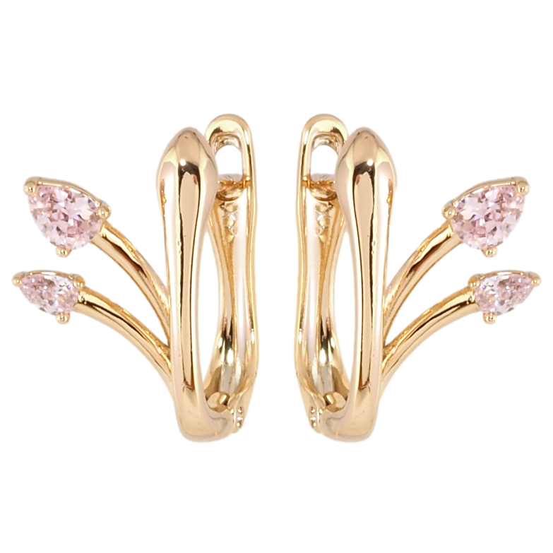 Серьги Xuping Позолота 18K английский замок Феерия с розовыми фианитами фото №1