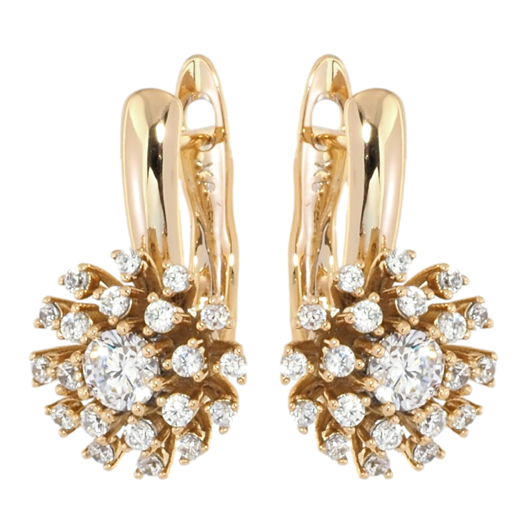 Серьги Xuping Позолота 18K английский замок Цветок с цирконием фото №16