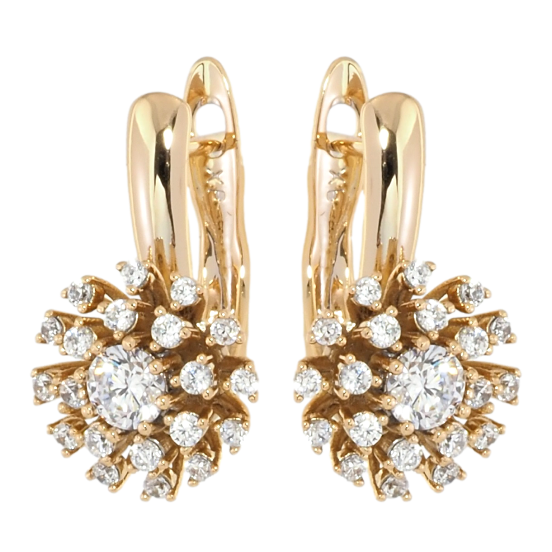 Сережки Xuping Позолота 18K англійський замок Квітка з цирконієм фото №1 Сережки Xuping Позолота 18K англійський замок Квітка з цирконієм фото №1