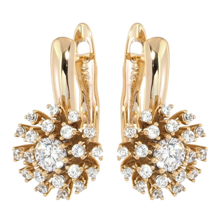 Серьги Xuping Позолота 18K английский замок Цветок с цирконием фото №1