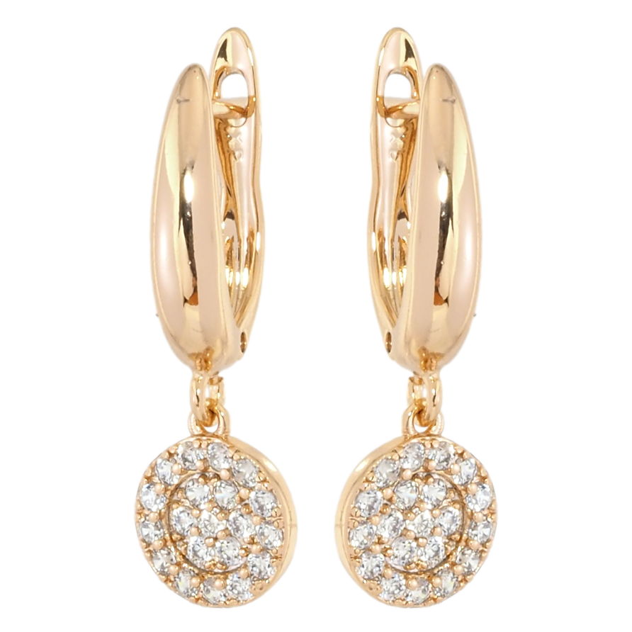 Серьги Xuping Позолота 18K английский замок Круглые подвески с цирконием фото №1
