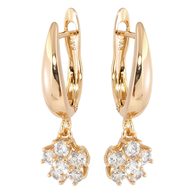 Сережки Xuping Позолота 18K англійський замок Кришталеві квіточки фото №25