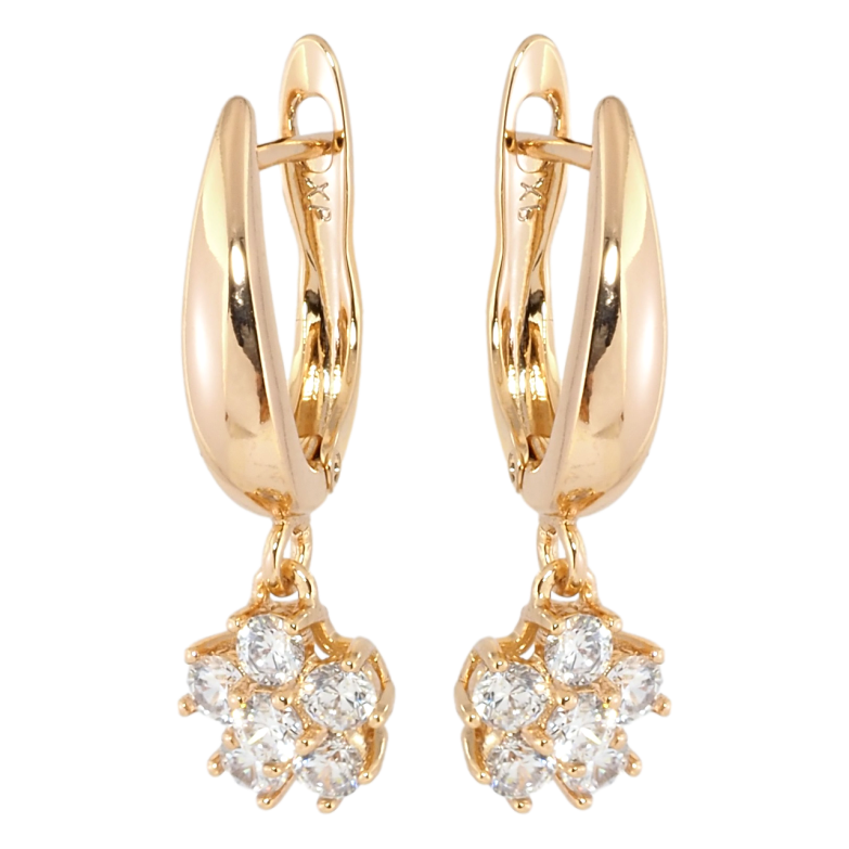 Серьги Xuping Позолота 18K английский замок Кристальные цветочки фото №1